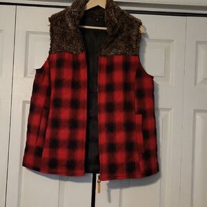 Plaid Red and Black Women's Vest